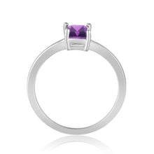Load image into Gallery viewer, Cushion Amethyst Sterling Silver Solitaire Ring
