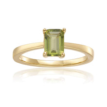 Load image into Gallery viewer, Gold Plated Silver Solitaire Peridot Ring - FineColorJewels