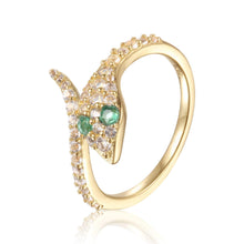 Load image into Gallery viewer, Emerald Eye Snake Ring - FineColorJewels