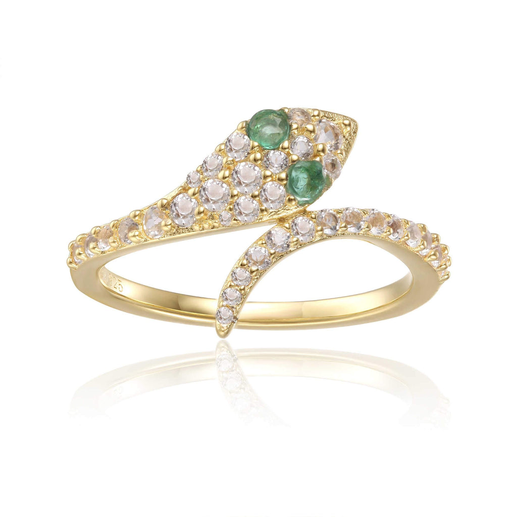 Emerald Eye Snake Ring - FineColorJewels