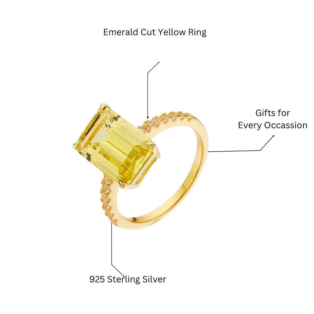Sunbeam Emerald Cut Ring - FineColorJewels