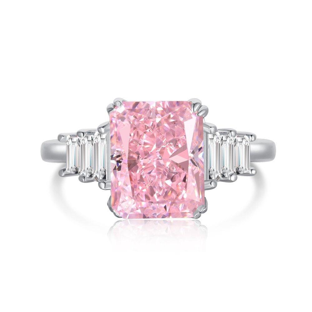 Pink CZ Cushion Fashion Ring - FineColorJewels