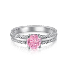 Load image into Gallery viewer, Pink CZ Round Solitaire Ring - FineColorJewels