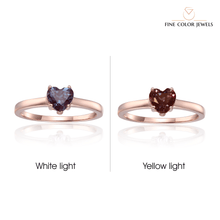 Load image into Gallery viewer, Heart Shape Alexandrite Solitaire Engagement Ring in Rose Gold Plated Sterling Silver - FineColorJewels