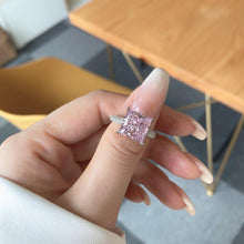 Load image into Gallery viewer, Pink CZ Square Cut Statement Ring - FineColorJewels