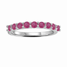 Load image into Gallery viewer, Stackable Sterling Silver Round Ruby Eternity Ring - FineColorJewels