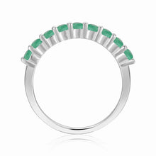 Load image into Gallery viewer, Stackable Sterling Silver Round Emerald Ring - FineColorJewels
