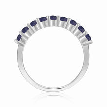 Load image into Gallery viewer, Stackable Sterling Silver Round Sapphire Eternity Ring - FineColorJewels