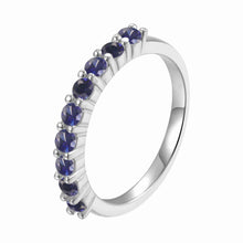 Load image into Gallery viewer, Stackable Sterling Silver Round Sapphire Eternity Ring - FineColorJewels